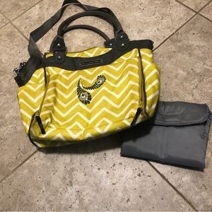 Petunia Pickle Bottom Diaper Bag Yellow Gray with Changing Pad